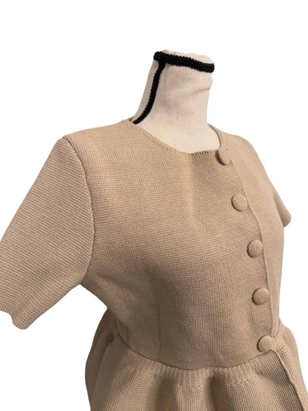 Zara Textured Peplum Top Small NWT Beige Button Front Structured Blouse - Picture 2 of 12